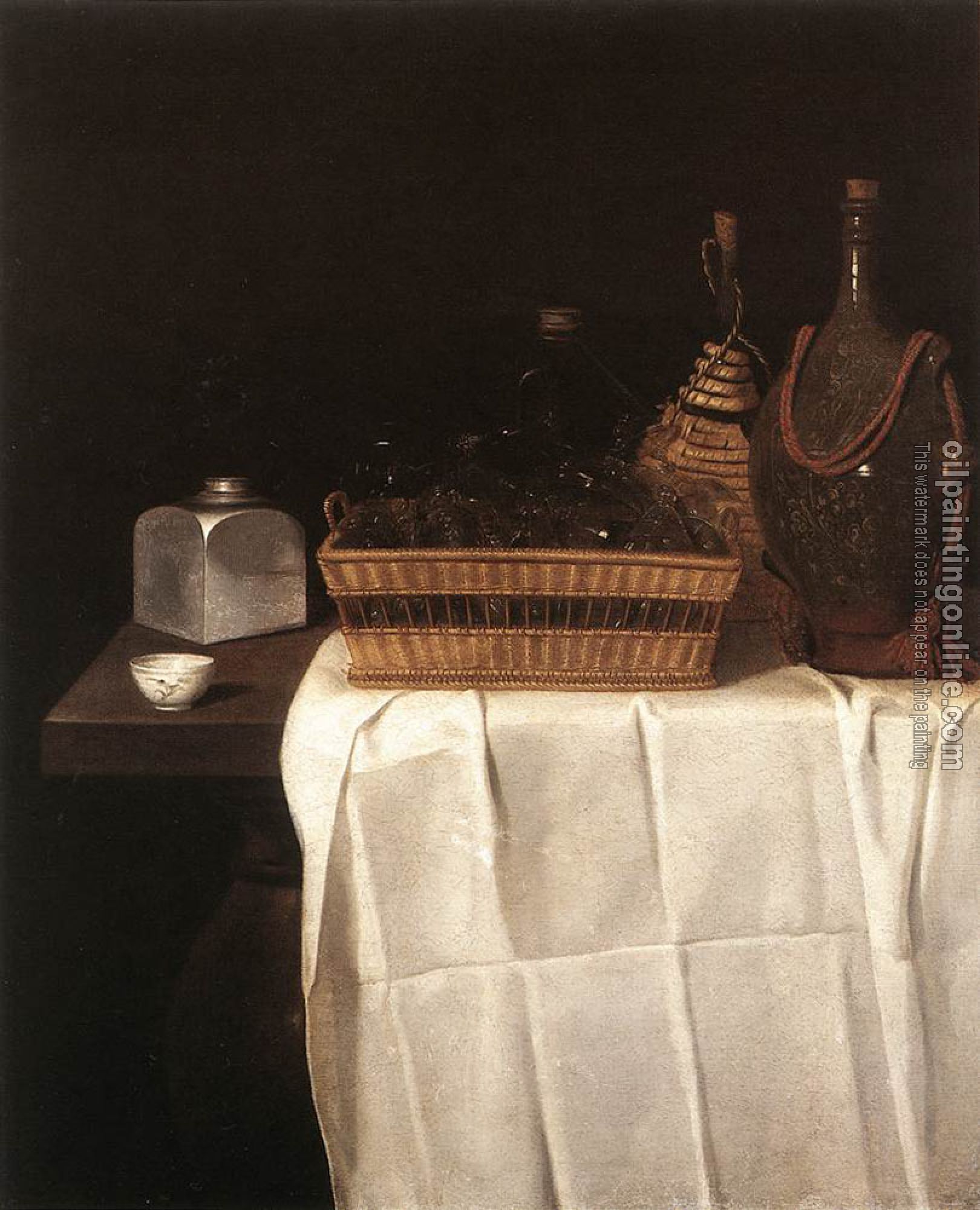 Sebastien Stoskopff - Still Life With Glasses And Bottles